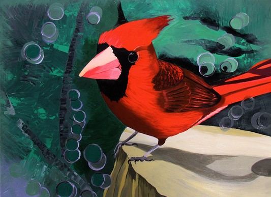 Cardinal- Framed 16X20 Acrylic on Canvas Painting